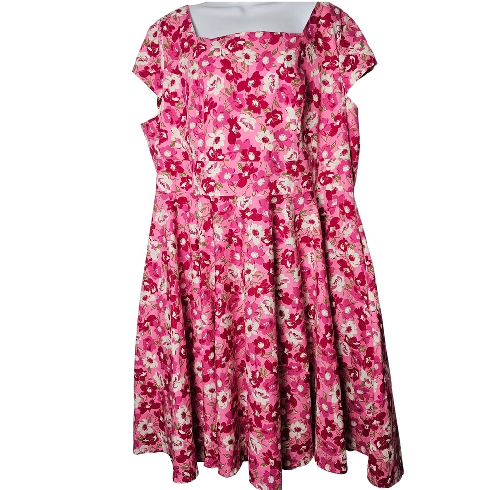 Magnolia Place Pink Floral Anna Swing Dress 5XL Rockabilly Pockets‎ Retro Pinup